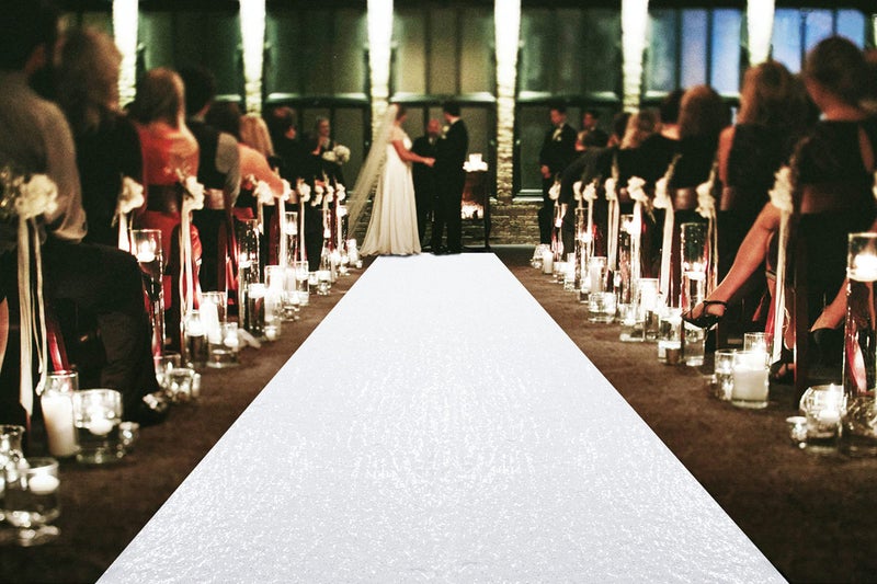 ShiDianYi White Aisle Runner 4FTX15FT, Sequin Runner for Wedding Ceremony, Indoor/Outdoor Glitter Aisle Carpet, 1 Piece, Shiny White - Image 1